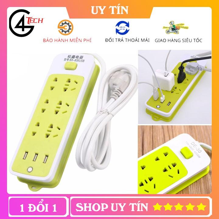 Ổ cắm điện đa năng 16 lỗ xanh có cổng USB tiện dụng, ổ cắm điện tiện ích, ổ cắm điện giá rẻ, ổ cắm điện