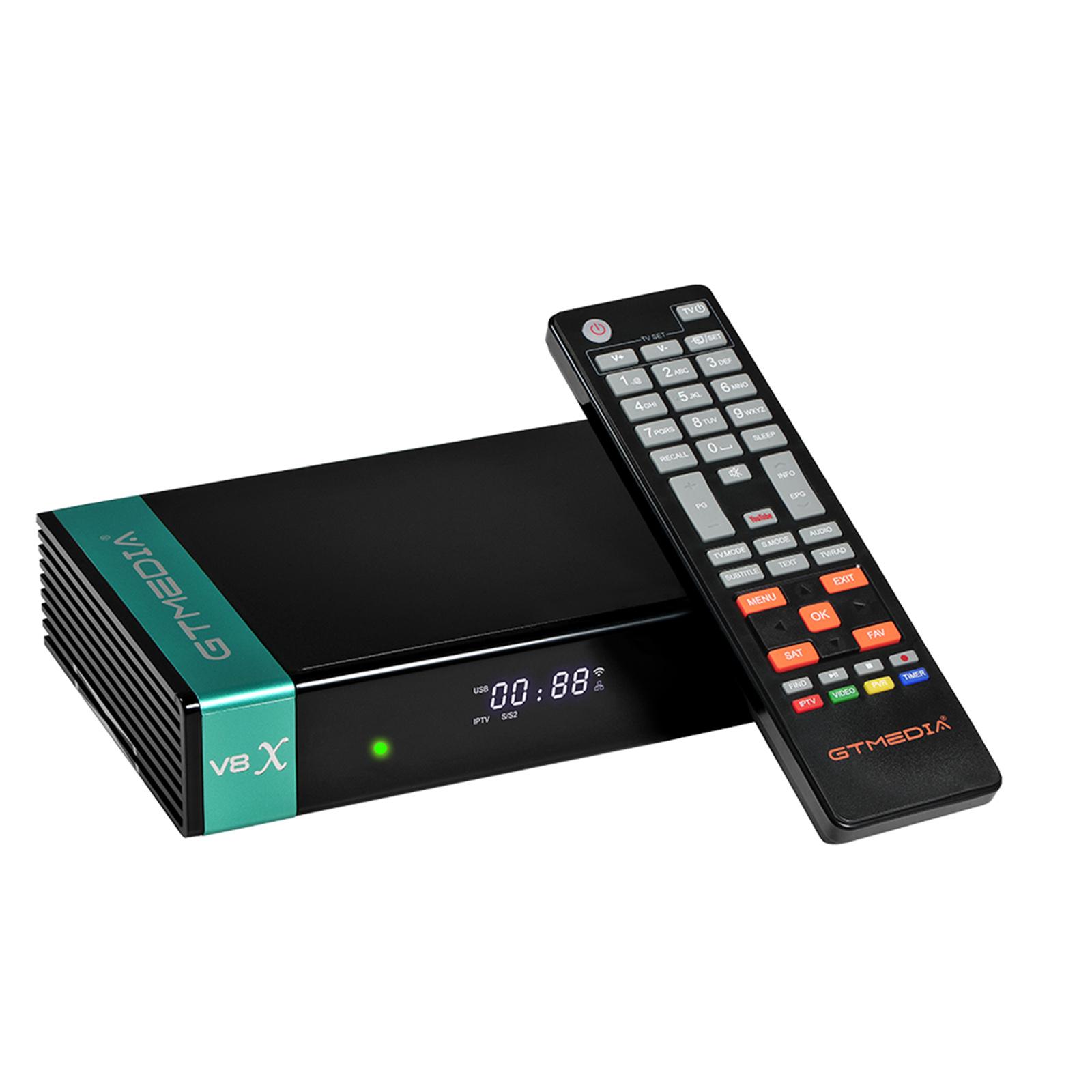 Bộ thu tín hiệu kỹ thuật số GTMEDIA V8X DVB-S / S2 / S2X FTA Hộp giải mã tín hiệu số Full HD 1080P Điều khiển từ xa Tích hợp WiFi H.265 V8