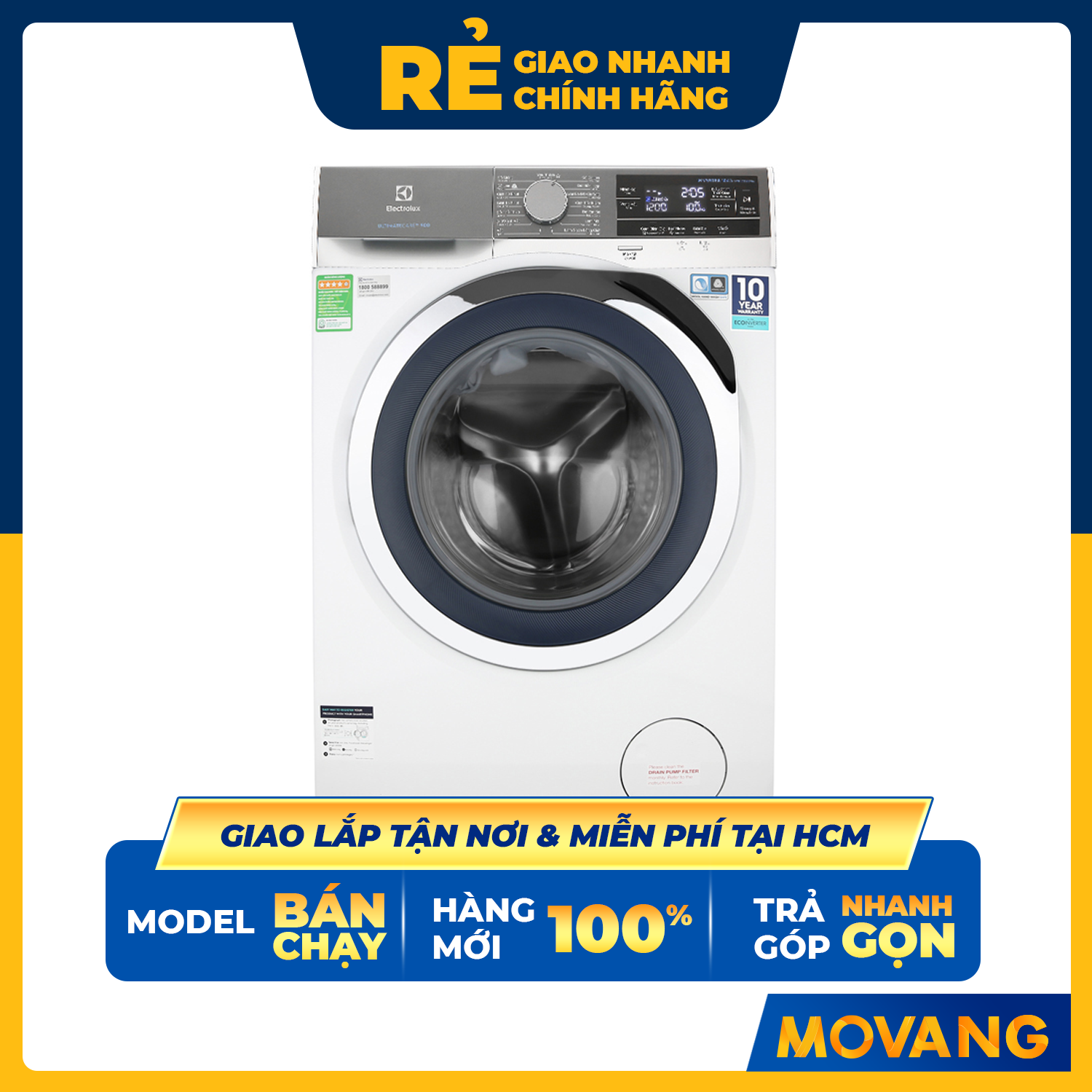 Máy giặt Electrolux EWF1023BEWA .màu trắng 10kg ( hàng chính hãng )