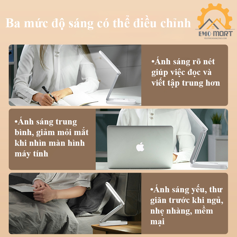 Đèn Học Để Bàn - Chống Cận Thị- Cảm Ứng Tích Điện-Đèn Để Bàn Tích Điện Gọn Nhẹ, Loại Bỏ Ánh Sáng Xanh