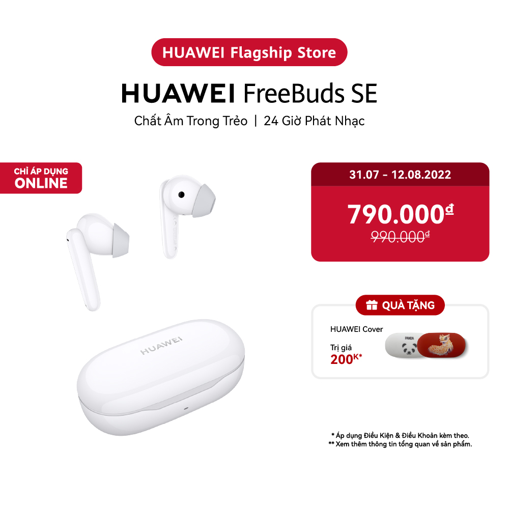 Tai nghe HUAWEI FreeBuds SE | Chất Âm Trong Trẻo | 24 Giờ Phát Nhạc | Hàng Chính Hãng