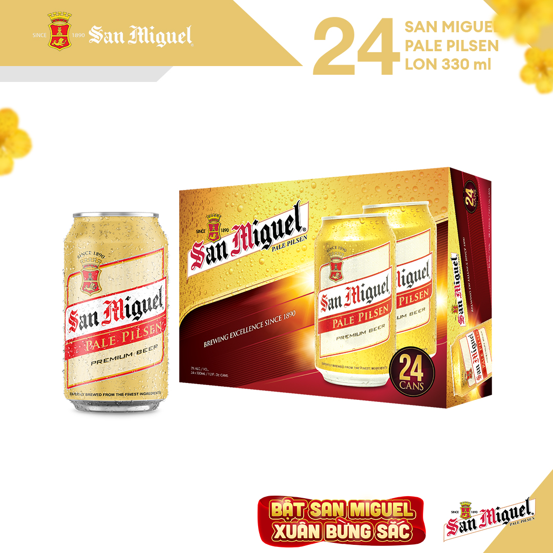 Thùng 24 Lon Bia  SAN MIGUEL Pale Pilsen 330 ml