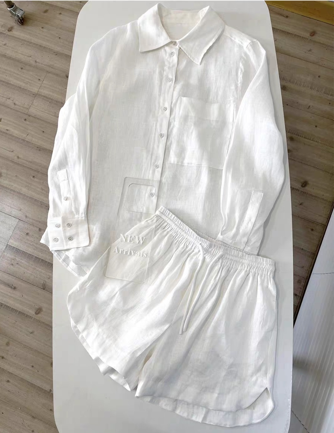 Set áo sơ mi + quần short nữ chất liệu linen mềm mịn thoáng mát Bv05