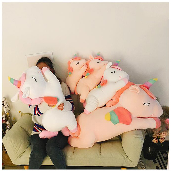 Gấu Bông Kỳ Lân Nằm Dễ Thương, Ngựa Một Sừng Unicorn Nằm Siêu Mềm Mịn (30cm---&gt;60cm) Gối Ôm Kỳ Lân Đáng Yêu Hàng Cao Cấp