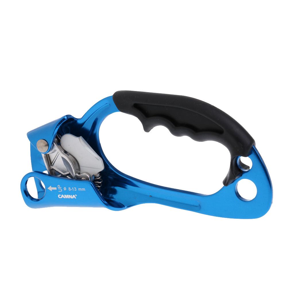 Rock Climbing Ascender for Right Hand with Auto Lock Carabiner (Blue)