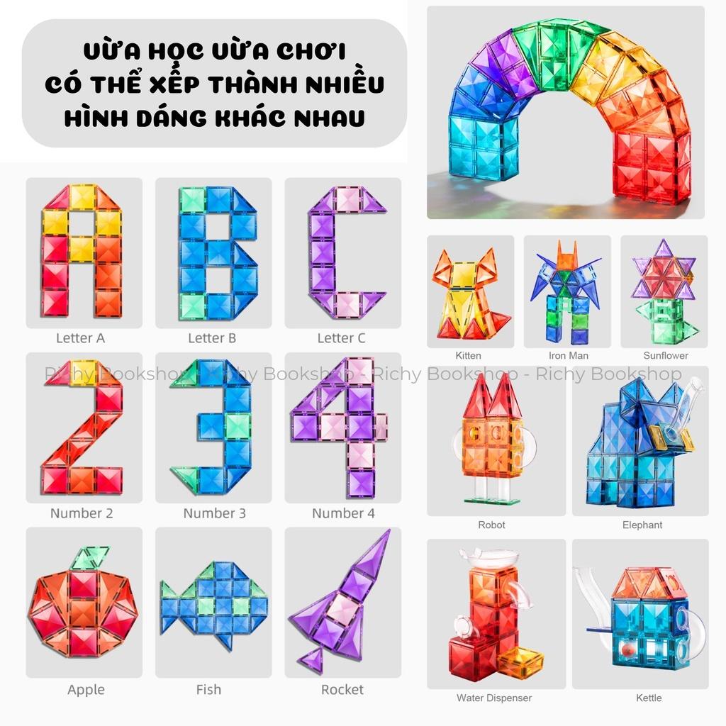 Đồ Chơi Xếp Hình Nam Châm Sắc Màu Phản Chiếu Ánh Sáng - Colorful Magnetic Tiles Mideer