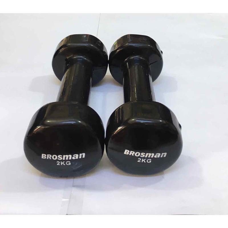 Tạ tay 2kg nhập khẩu (1 chiếc), tạ sắt bọc cao su nhập khẩu kiểu dáng đẹp hãng Brosman - LYLYSPORTS