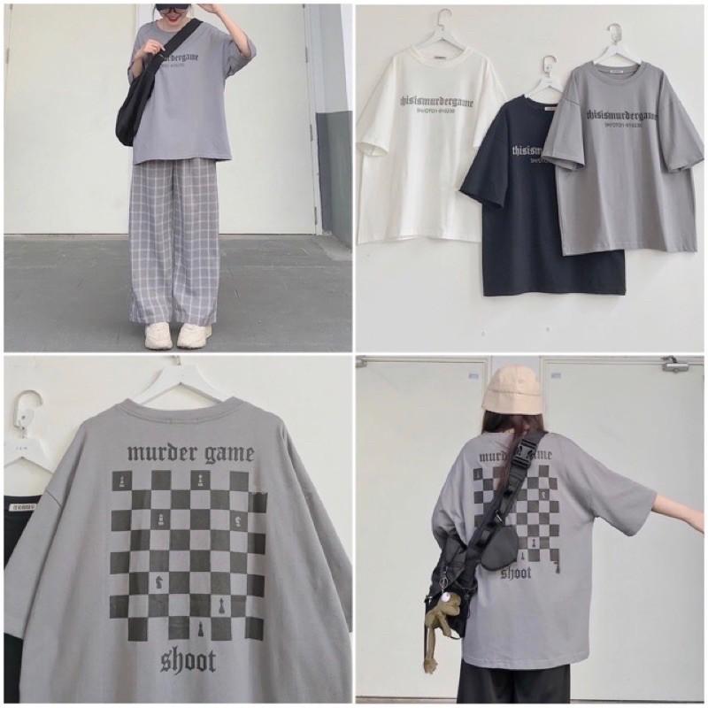 Áo thun tay lỡ BÀN CỜ ️/ Nam Nữ Unisex/ Jaystoree Kiểu áo phông cổ tròn form rộng