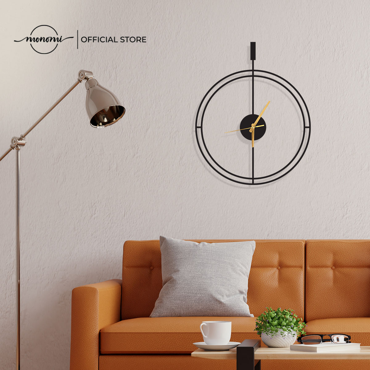 Đồng hồ treo tường Minimalist phong cách tối giản, kiểu dáng hiện đại, CNC Metal Wall Clock - Monomi C016