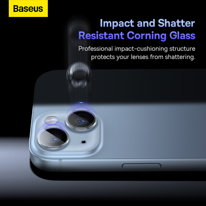 Cường lực camera Baseus Glare Repelling Corning Glass Lens Protector for iP 14/14 Plus, Clear (Pack of 1 with cleaning kit) (hàng chính hãng)