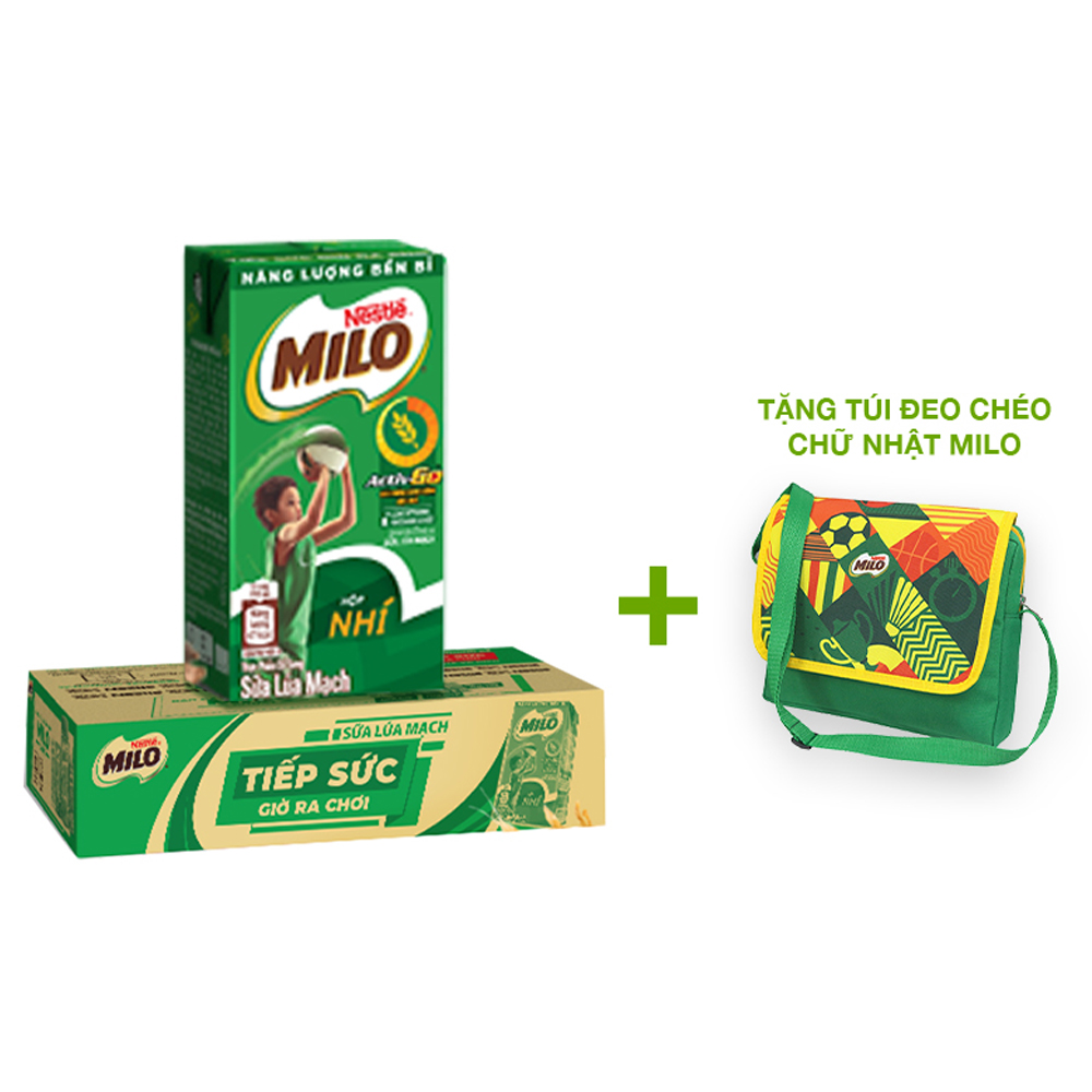 [Tặng Túi Đeo Chéo Chữ Nhật Milo] Sữa lúa mạch MILO thùng 48 hộp x 110ml