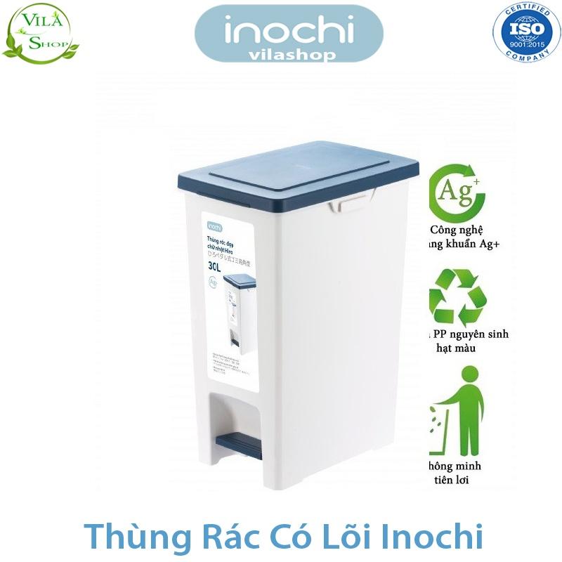 Thùng Đựng Rác, Thùng Rác Nhựa Đạp Chân Có Lõi 10 Lít Nắp Đậy Chữ Nhật Inochi Tiêu Chuẩn Xuất Nhật - Châu Âu - EU