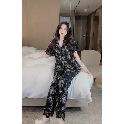 Bộ Bồ Ngủ Lụa Mango, Bộ Pijama Phối Ren HHC Store