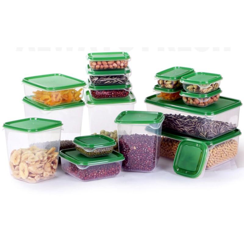 Bộ 17 Hộp Đựng Thực Phẩm Đa Năng Chất Liệu Nhựa Cao Cấp - Tiện Dụng - An Toàn Cho Sức Khỏe - An Toàn Khi Sử Dụng Với Lò Vi Sóng - GDHN Loại Tốt