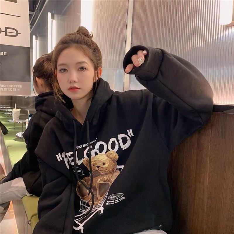 Áo khoác chui đầu hoodie nỉ ngoại tay phồng unisex ulzzang nam nữ