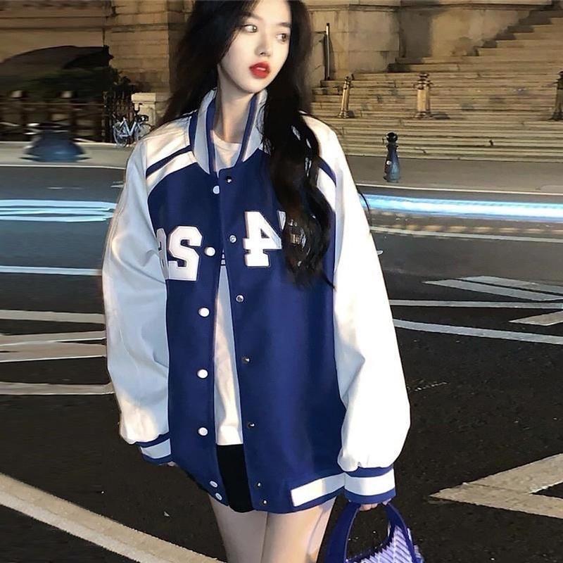 Áo khoác bomber độn bóng chày Nhật Bản polyester nhật mới mùa thu và mùa đông retro áo