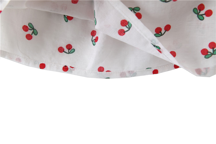 Bộ Áo 2 Dây Trễ Vai Phối Quần Short Xếp Tầng Xuất Hàn, Họa Tiết Quả Chery Ngọt Ngào Cho Bé Gái