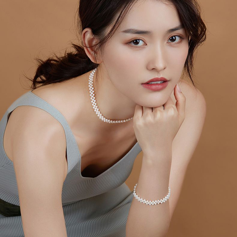 Bộ Vòng Cổ Ngọc Trai Thiên Nhiên Cao Cấp - Kiểu Choker Kết Hàng -Trang Sức Cô Tấm CHOK PEARL(4-5ly) - CTJ0213