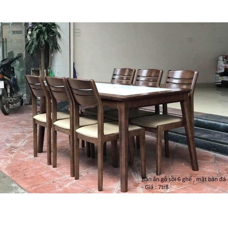 Bàn ăn 6 ghế gỗ sồi mẫu 2