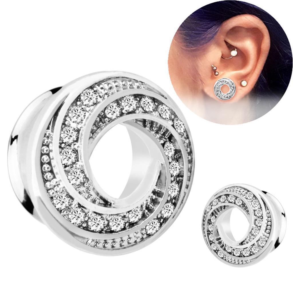 2PCS Stainless Piercing Round Ear Expanders Ear Piercing Tunnels Jewelry