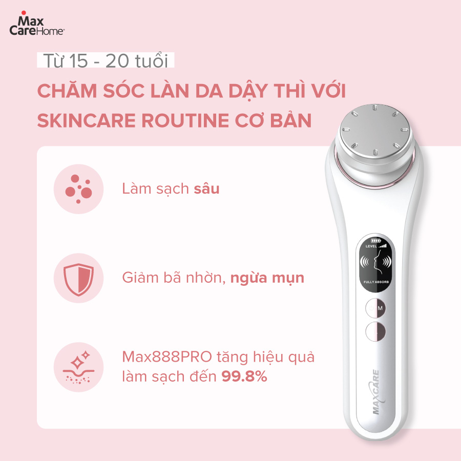 Máy Điện Di Tinh Chất Nóng Lạnh, Máy Massage Mặt Cầm Tay Maxcare MAX888PRO Công Nghệ Điện Châm EMS Kết Hợp Ion Tẩy Trang Sạch Sâu Dưỡng Ẩm Trắng Da Chống Lão Hóa - Máy Mát Xa Đẩy Tinh Chất Matxa Mặt Cổ