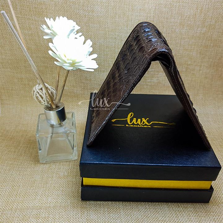Ví Nam Da cá sấu LuxLeather LM1013 Một mặt - Kiểu ngang - Da Gù nguyên con