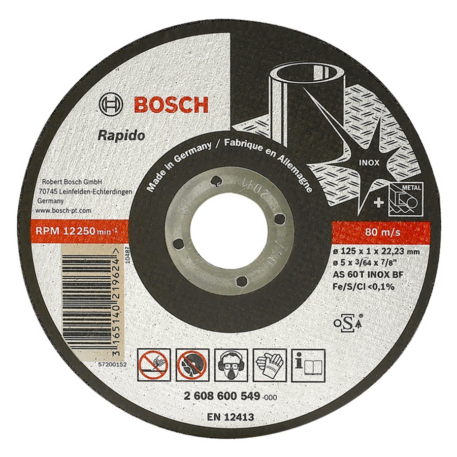 Đá Cắt Bosch (125 x 1 x 22.2mm) - Inox