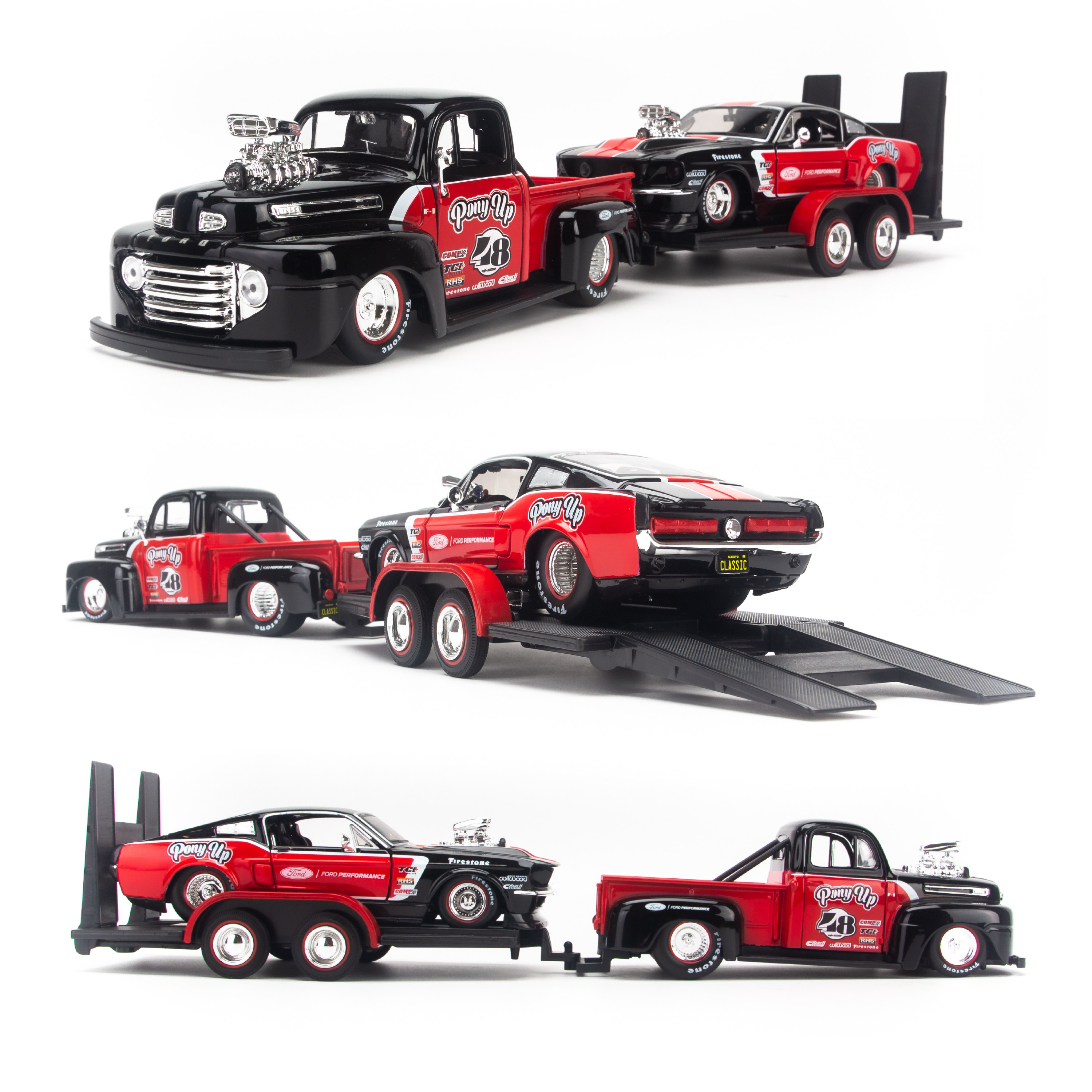 Mô hình xe Elite Transport Ford 48 F1 Pick up + 67 Mustang GT 1:24 Maisto - 32751