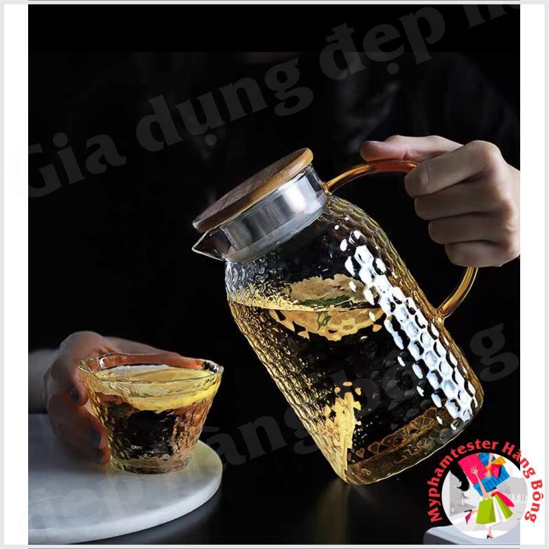 Bình nước sần bầu nắp gỗ chịu nhiệt