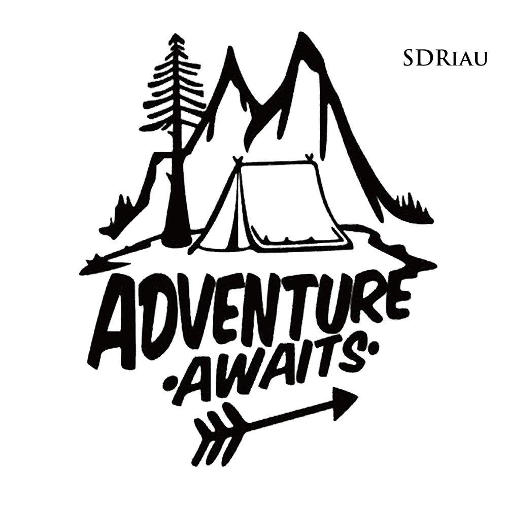 Miếng Dán Phản Quang Họa Tiết Adventure Awaits Tree Lều Núi Trang Trí Xe Hơi