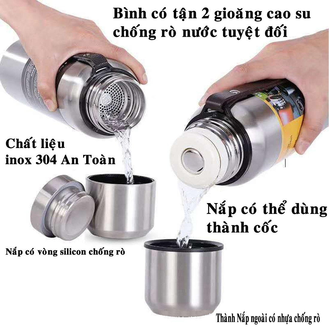 bình giữ nhiệt 1500ml, bình giữ nhiệt 1000ml, bình giữ nhiệt đi học, bình giữ nhiệt cute DoDoDios - chất liệu inox 304 an toàn tuyệt đối - Chính hãng DoDoDios