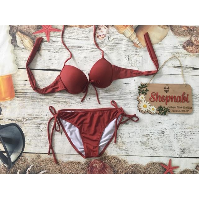 Bikini đồ bơi nâu đỏ sáng da