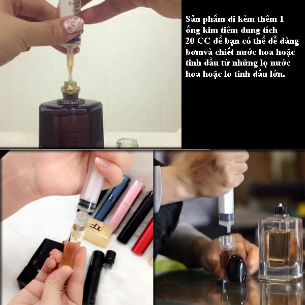 Lọ Ống Chiết Nước Hoa Du Lịch 15ml Dạng Son Xoay Kèm 2 Dụng Cụ Bơm