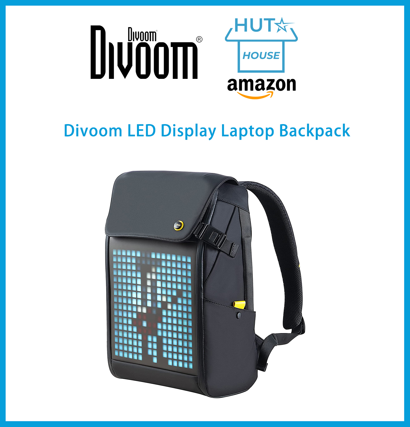 Balo đèn Led, Divoom Pixoo Backpack M, Ba lô Laptop 15inch, màn hình led, chống thấm