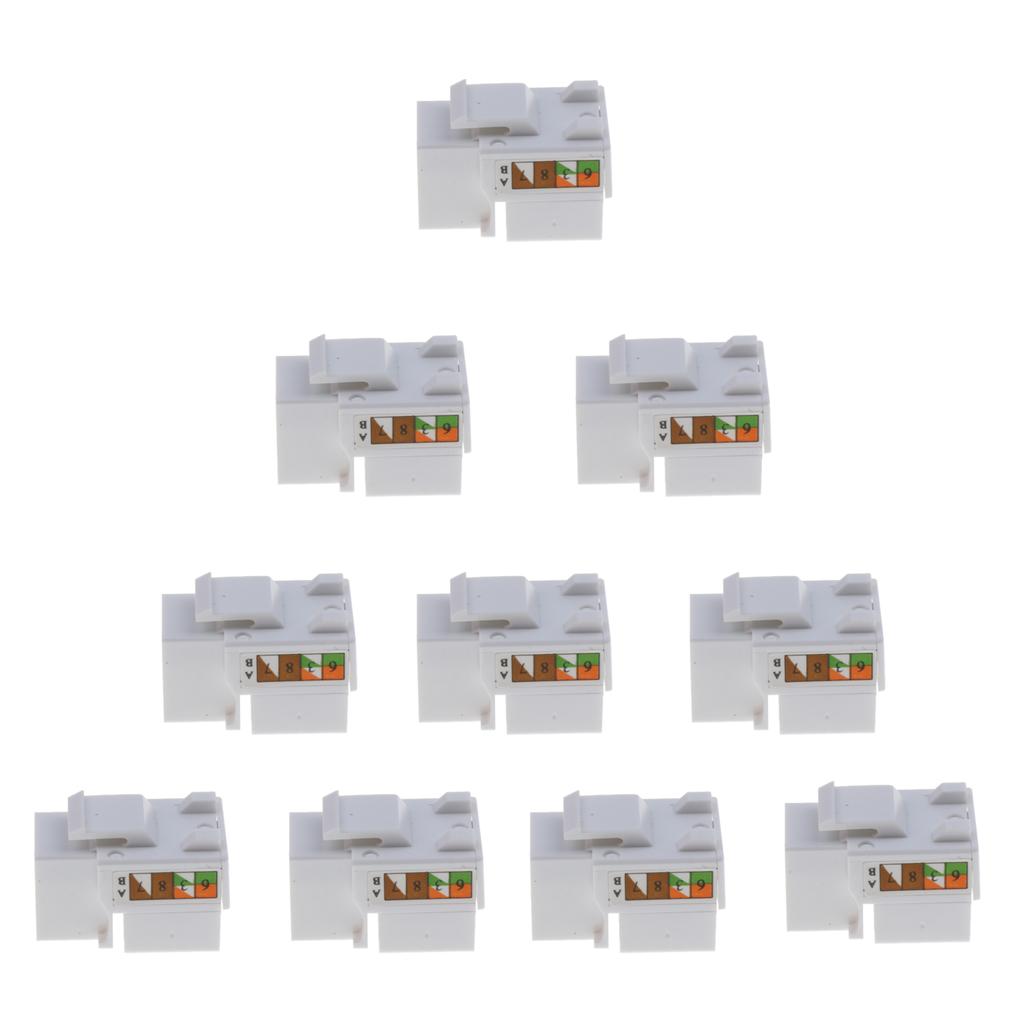 10x RJ45 Móc Jack Cắm Tường Cấp Cắm Cat6 Ethernet LAN Mô Đun 8P8C