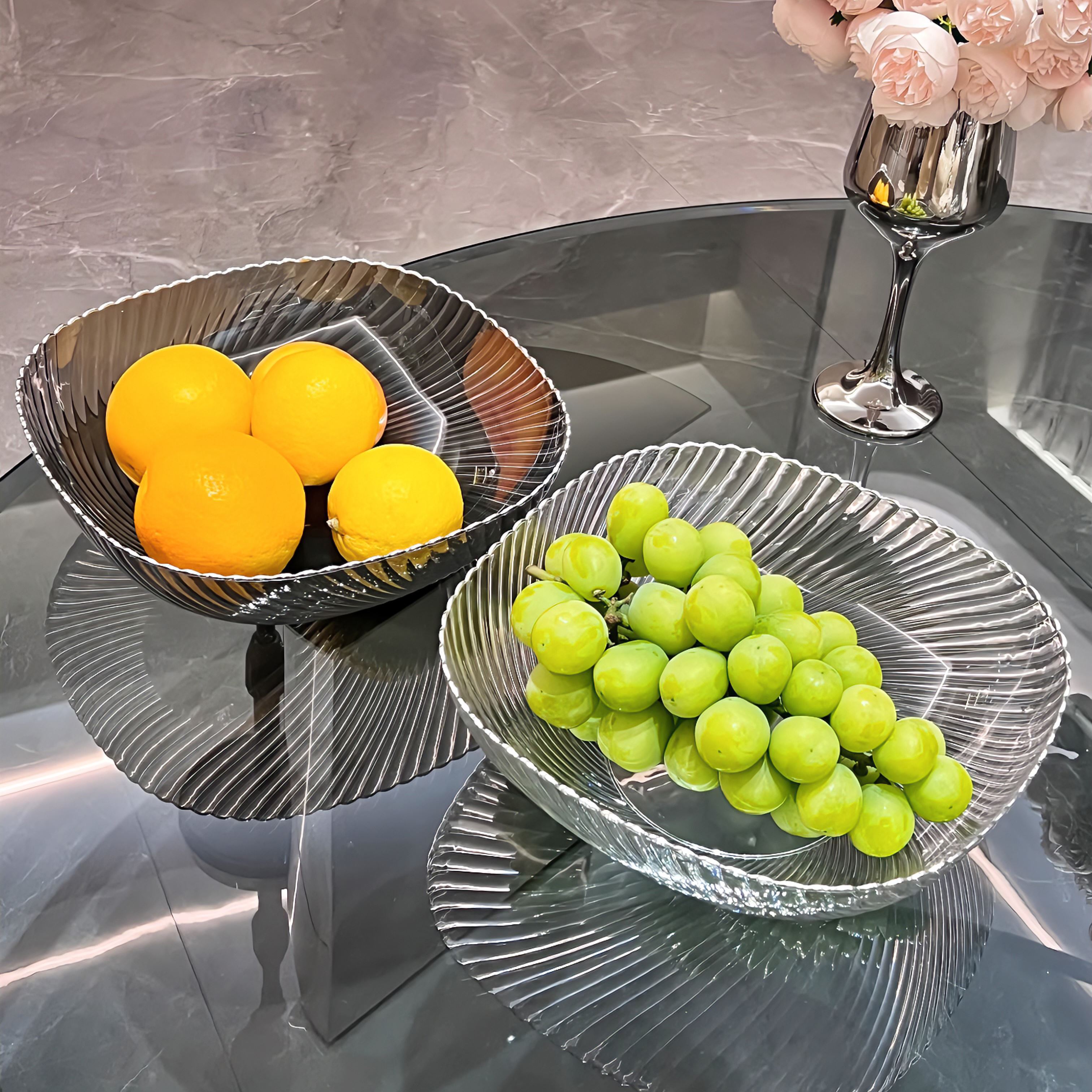 Đĩa Đựng Hoa Qủa, Khay Đựng Trái Cây, Bánh Kẹo Đa Năng Chất Liệu Nhựa PET Vân Sóng Sang Trọng