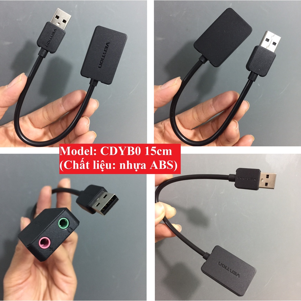 Card âm thanh / usb âm thanh chuyển Usb ra 2 cổng 3.5mm Vention VAB-S13 / CDKHB / CDYB0  - Hàng chính hãng