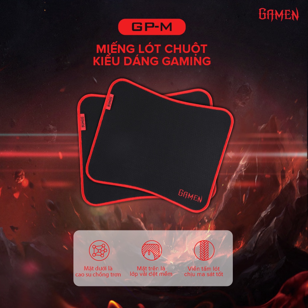 Tấm Lót Chuột Gamen GP-M Bàn Di Chuột Kiểu Dáng Gaming Kích hước 28.5 x 24 cm - Hàng Chính Hãng