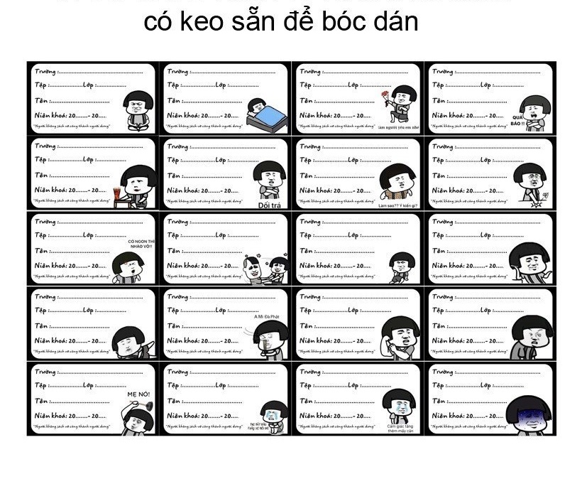 Nhãn vở troll meme bựa 60 nhãn khác nhau