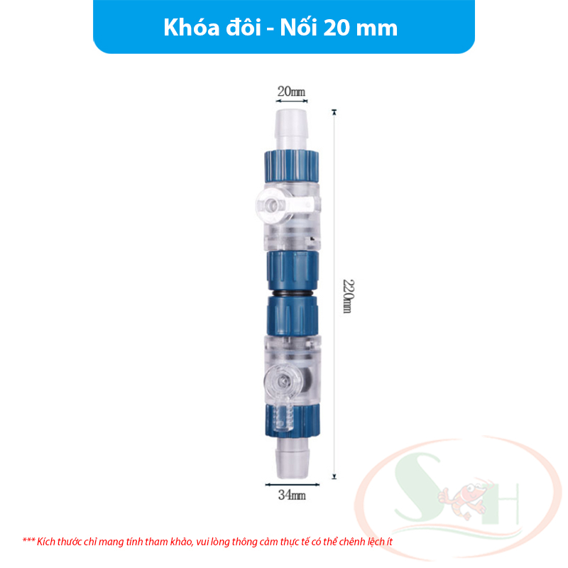 Van khóa dòng Marine nối chuyển phi 12, 16, 20 mm dây ống lọc thùng bể cá tép