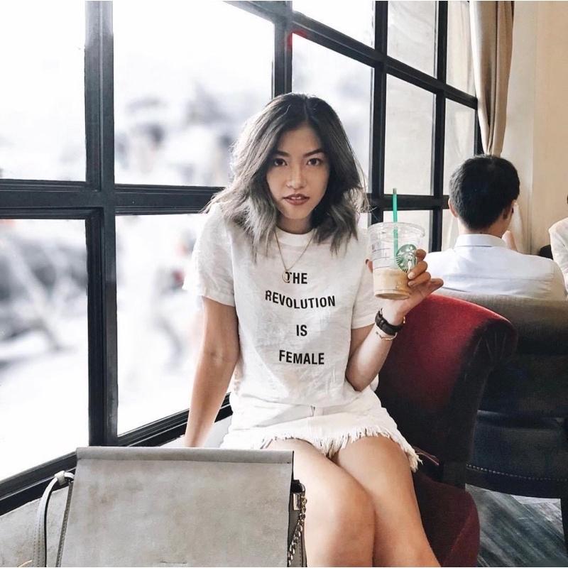 Áo Thun Nữ topten sologan xuất hàn chất cotton phom suông trẻ trung
