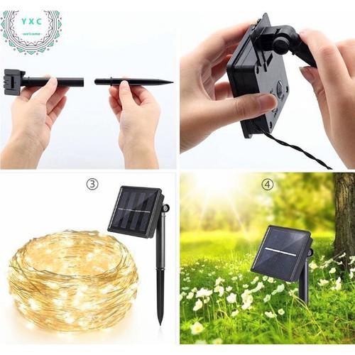 DÂY LED NHÁY TRANG TRÍ NHIỀU MÀU DÙNG PIN NĂNG LƯỢNG MẶT TRỜI DÀI 20M SIÊU ĐẸP