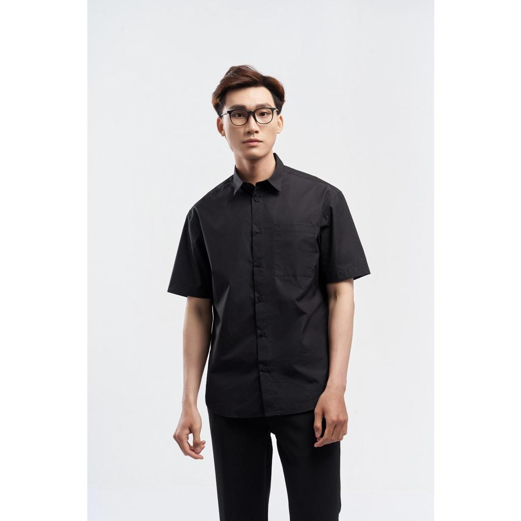 ÁO SƠ MI NAM TAY NGẮN có 1 túi trước form loose 2 màu TRẮNG / ĐEN 10S21SHS017 | LASTORE MENSWEAR