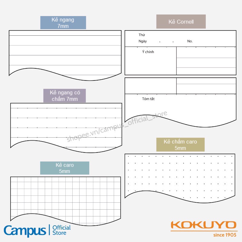 Lốc 5 Vở Caro Campus Basic Notebook 120 Trang - Dòng Kẻ Caro 5mm, Phong Cách Đơn Giản