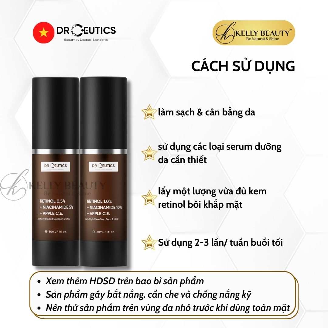 Kem Chống Lão Hóa DrCeutics Retinol + Niacinamide + Tế Bào Gốc Từ Táo - Mờ Nếp Nhăn; Sáng Da, Mờ Thâm Nám - Kelly Beauty