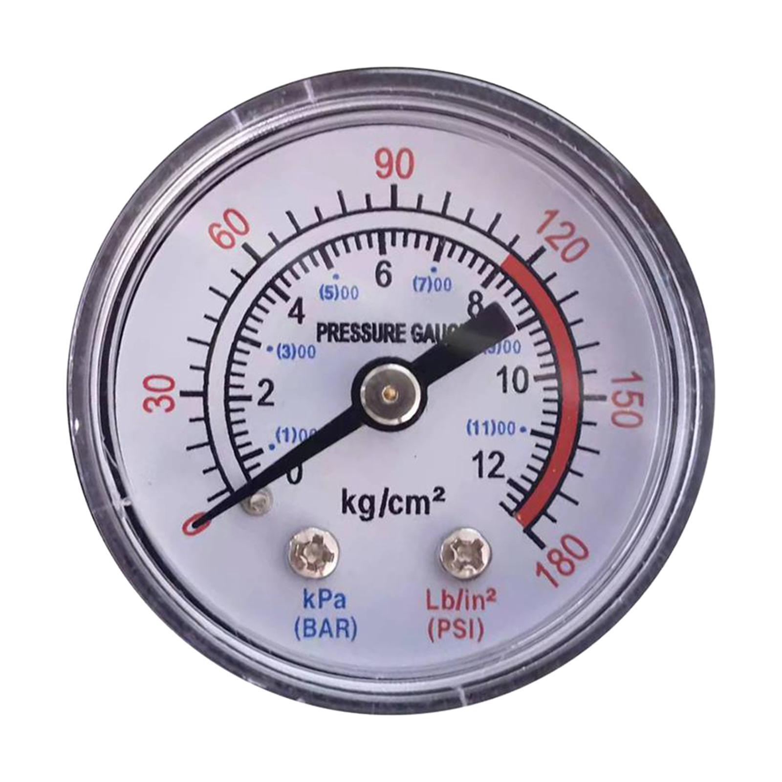 Pressure Gauge 1/8" NPT Bottom Mount Easy to Read Reliable Durable for Air