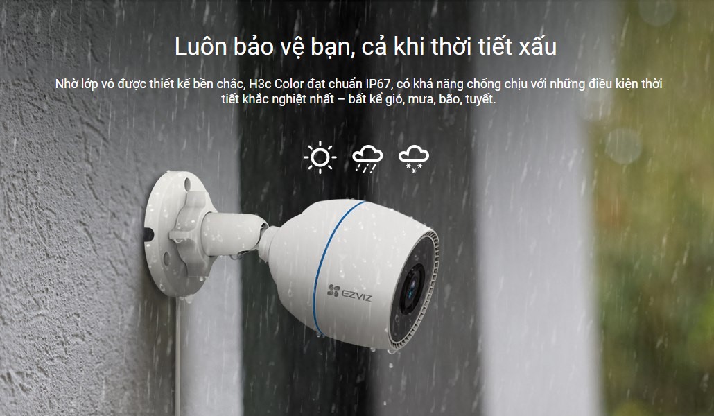 Camera Wifi EZVIZ H3C 2MP Có Màu Ban Đêm, H3C 1080P Mic thu âm - Hàng Chính Hãng