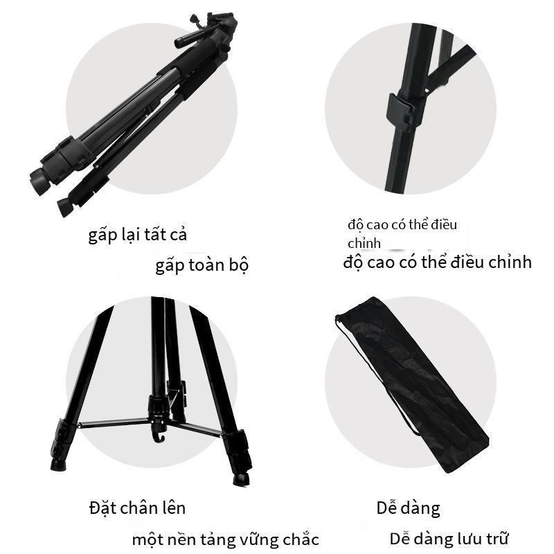 Chân máy HTF-370 phong cách mới nhất lưu trữ thuận tiện với chân máy đo mức chân máy điện thoại di động chân máy ảnh giá đỡ đa năng
