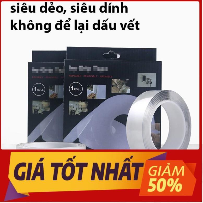 Băng keo 2 mặt đa năng siêu dính chắc bản 3m silicon trong suốt dán hai tường
