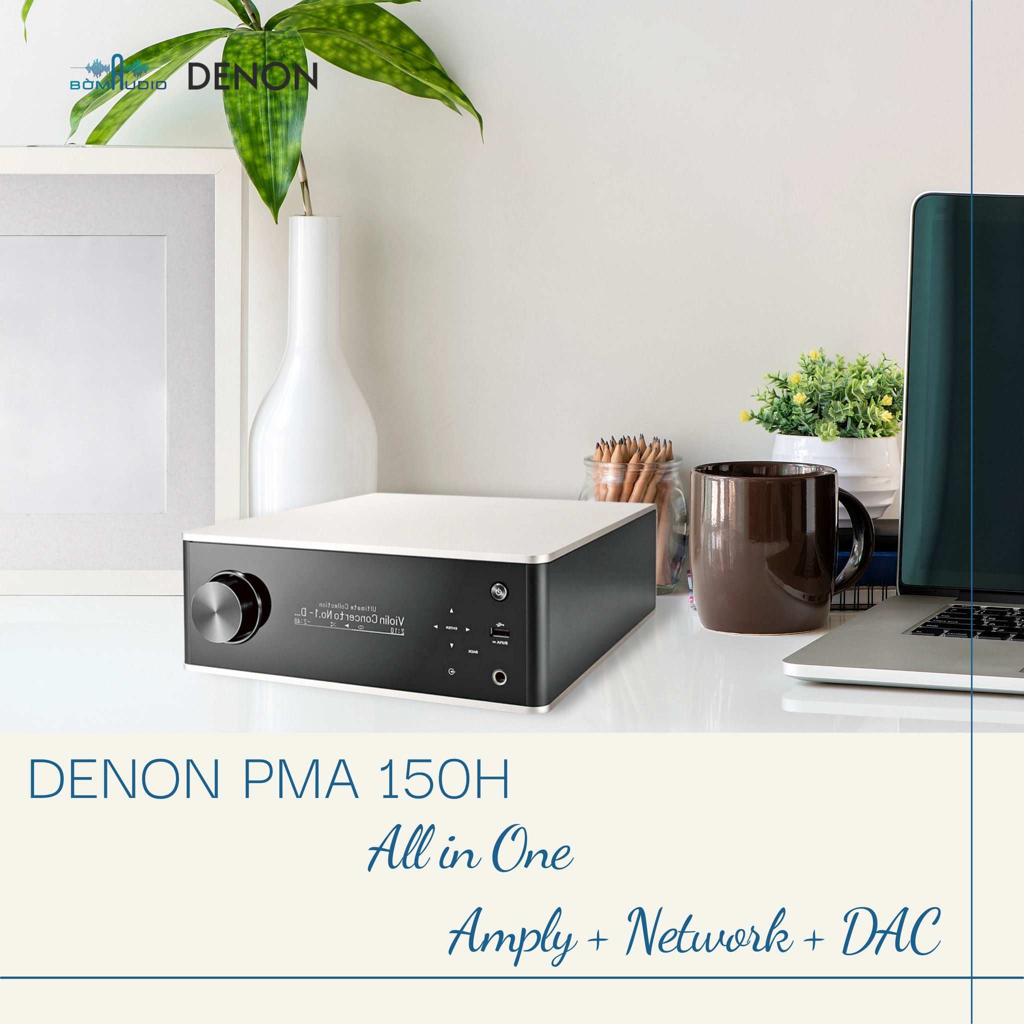 DENON PMA-150H | Ampli Nghe Nhạc Số Đỉnh Cao - Chuẩn HI-RES_70W/Kênh - DAC 32bit/384kHz - Mạch Class D _ Công Nghệ DDFA - Tích Hợp WIFI/Bluetooth/Airplay - Nghe Nhạc Đa Phòng HEOS + Trợ Lý Ảo - Stream Nhạc Số: Spotify, TIDAL | Hàng Chính Hãng _ Mới 100%